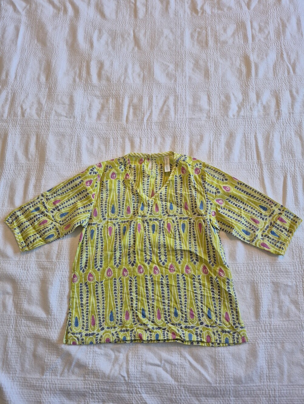 Anokhi koki girls 12 months blouse green pink, blue 3/4 sleeve VVGUC